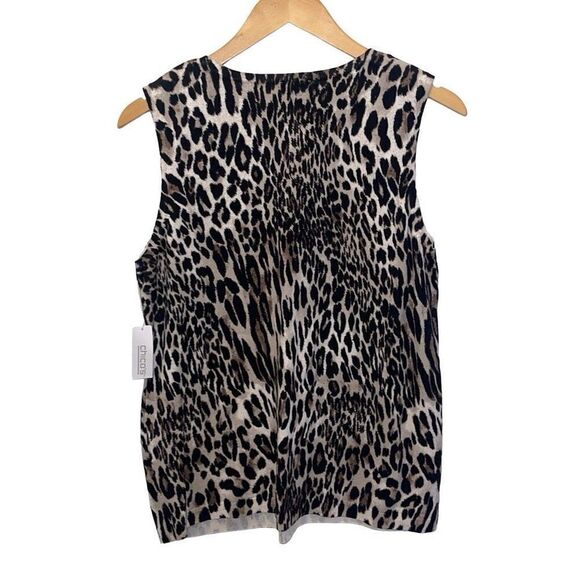 Chico's Womens Black Tan Japanese Leopard Classic Layering Shell Tank Size 2 NWT - Picture 3 of 5
